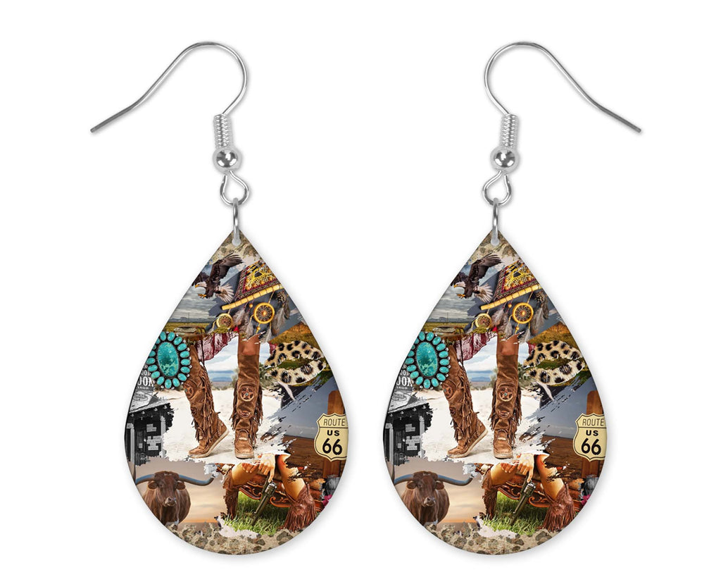 Country Life Teardrop Earrings - Sew Lucky Embroidery