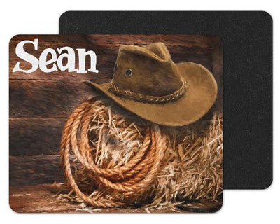 Cowboy Hat and Lasso Custom Personalized Mouse Pad