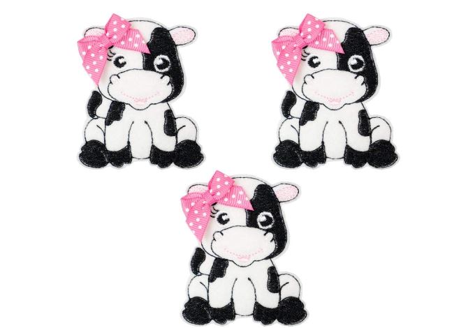 Cow with Pink Bow Uncut Felties (set of 3)