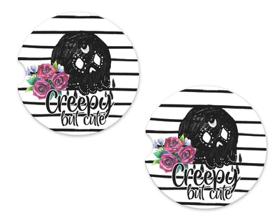 Creepy but Cute Lace Sandstone Car Coasters (Set of Two)