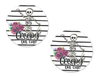 Creepy but Cute Skeleton Sandstone Car Coasters - Sew Lucky Embroidery