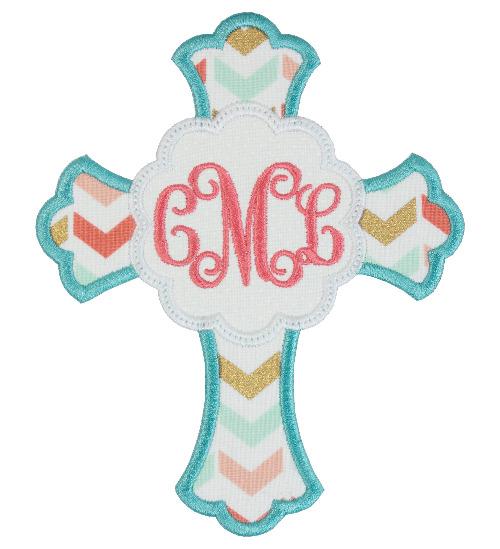 Cross Monogrammed Patch - Sew Lucky Embroidery