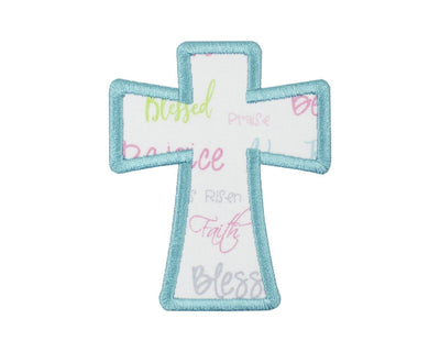 Small White Cross, Religious, Christian, Embroidered, Iron-on patch