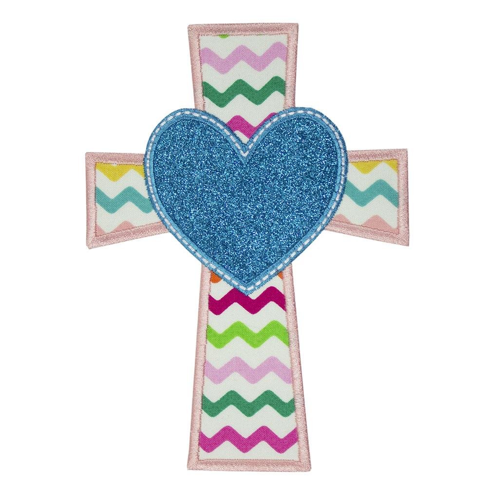 Cross with Heart Patch - Sew Lucky Embroidery