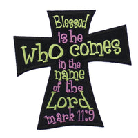 Cross with Mark 11:9 Patch - Sew Lucky Embroidery