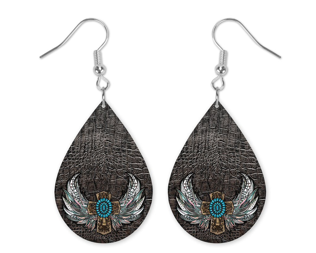Cross Wings Handmade Wood Earrings - Sew Lucky Embroidery