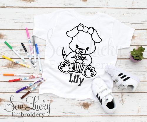 Cupcake Bear Color Me Shirt - Sew Lucky Embroidery