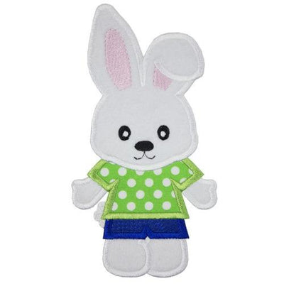 Cute Boy Bunny Sew or Iron on Embroidered Patch