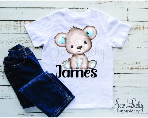 Cute Brown Bear Personalized Shirt - Sew Lucky Embroidery