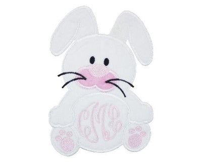 Cute Bunny with Monogram Sew or Iron on Embroidered Patch