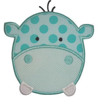 Cute Hippo Sew or Iron on Embroidered Patch