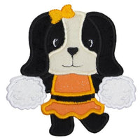 Cute Hound Dog Cheerleader Football Patch - Sew Lucky Embroidery