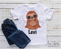 Cute Sitting Sloth Personalized Shirt - Sew Lucky Embroidery