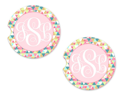 Decoupage Personalized Sandstone Car Coasters (Set of Two)