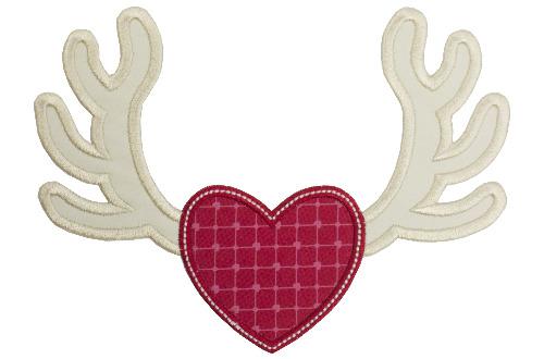 Deer Antlers with Heart Patch - Sew Lucky Embroidery