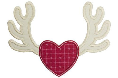 Deer Antlers with Heart Sew or Iron on Embroidered Patch