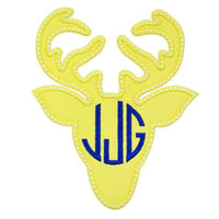 Deer Head Monogrammed Patch - Sew Lucky Embroidery