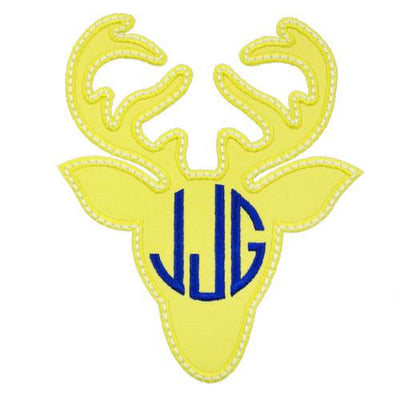 Deer Head Monogrammed Sew or Iron on Embroidered Patch
