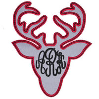 Deer Head Monogrammed Patch - Sew Lucky Embroidery