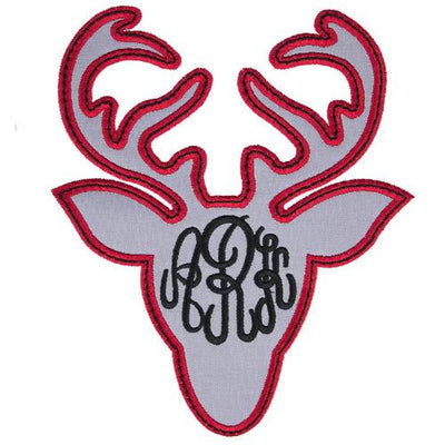 Deer Head Monogrammed Sew or Iron on Embroidered Patch