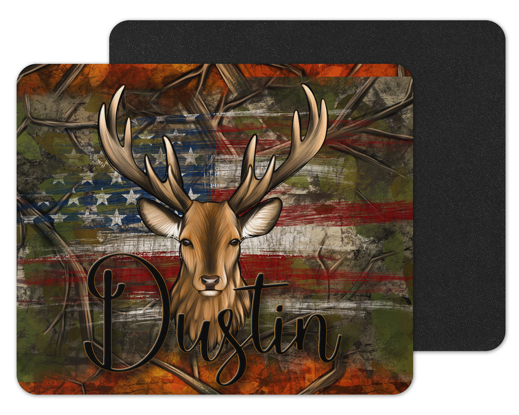 Deer Hunter Flag Custom Personalized Mouse Pad - Sew Lucky Embroidery
