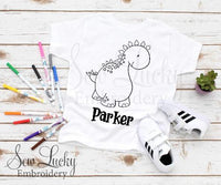 Dinosaur Color Me Shirt - Sew Lucky Embroidery