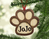 Dog Paw Print Christmas Ornament Personalized - Sew Lucky Embroidery