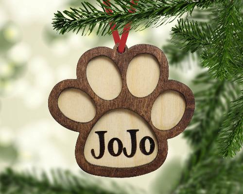 Paw Print Christmas Ornament Personalized | Sew Lucky Embroidery