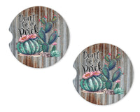 Don't Be A Prick Metal Sandstone Car Coasters - Sew Lucky Embroidery