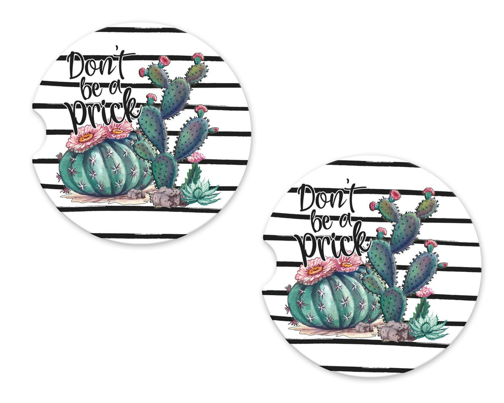 Don't Be A Prick Stripes Sandstone Car Coasters - Sew Lucky Embroidery