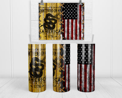 Don't Tread on Me 20oz insulated tumbler with lid and straw