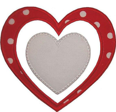 Double Heart Sew or Iron on Embroidered Patch