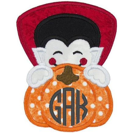 Dracula Pumpkin Peeker Monogrammed Patch - Sew Lucky Embroidery