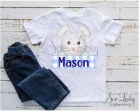 Easter Boy Bunny Personalized Banner Shirt - Sew Lucky Embroidery