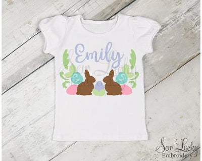 Easter Bunnies Girls Personalized Shirt