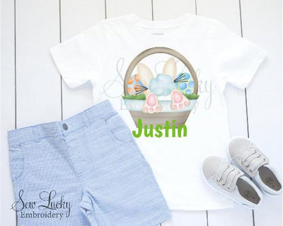 Easter Bunny Boy in Basket Personalized Shirt