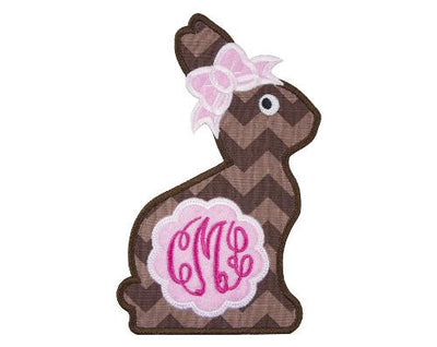Easter Bunny Girl Monogram Sew or Iron on Embroidered Patch