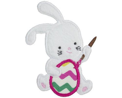 Easter Bunny Painting Egg Sew or Iron on Embroidered Patch