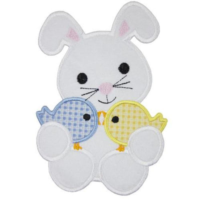 Easter Bunny with Baby Chicks Sew or Iron on Embroidered Patch