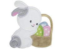 Easter Bunny with Basket of Eggs Patch - Sew Lucky Embroidery