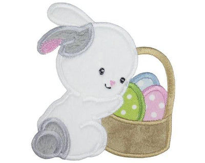 Easter Bunny with Basket of Eggs Sew or Iron on Embroidered Patch