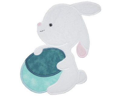 Easter Bunny with Dyed Egg Sew or Iron on Embroidered Patch