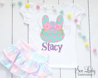 Easter Bunny with Flowers Girls Personalized Shirt