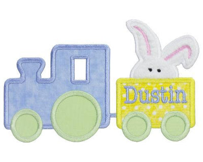 Easter Bunny with Personalized Train Sew or Iron on Embroidered Patch