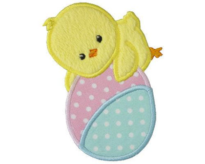 Easter Chick with Egg Sew or Iron on Embroidered Patch