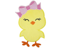 Easter Chick with Pink Bow Patch - Sew Lucky Embroidery