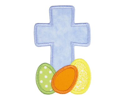 Easter Cross with Eggs Sew or Iron on Embroidered Patch