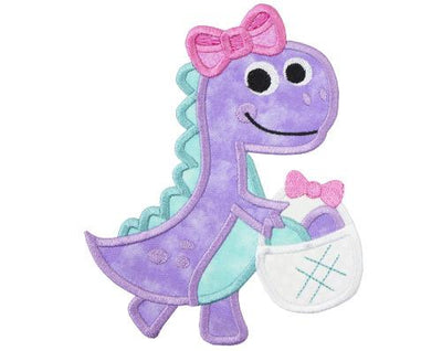 Easter Girl Dino Sew or Iron on Embroidered Patch