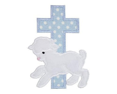 Easter Lamb with Blue Cross Sew or Iron on Embroidered Patch