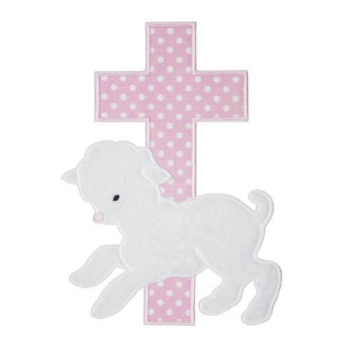 Easter Lamb with Pink Cross Patch - Sew Lucky Embroidery